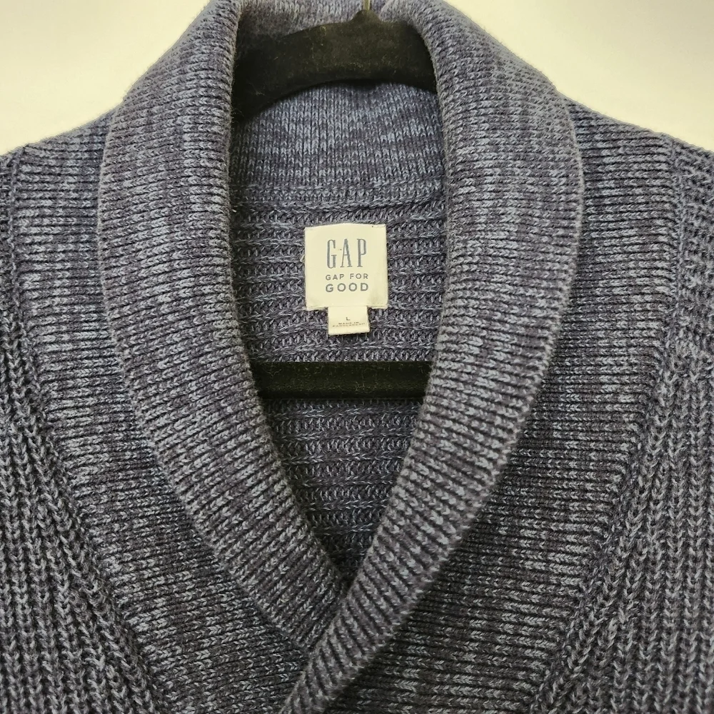 GAP Navy Blue Shawl Collar‎ Sweater Mens Large